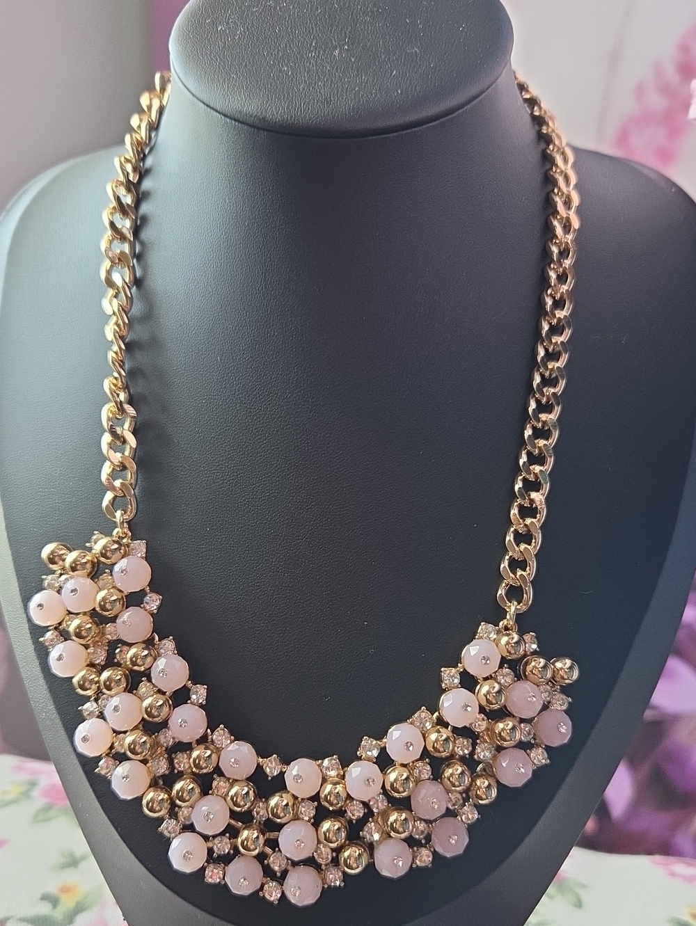 Lilly Pulitzer Gold Chain Necklace with Blush Pink Beads